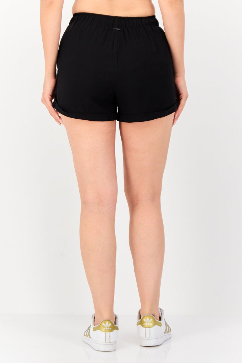 Hurley Women Sportswear Fit Drawstring Outdoor Shorts, Black  - Image 2