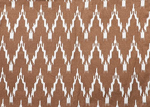 Dekor World 12 Pieces Cotton Waggle Brown Printed and Solid Napkin Set for Dinning and Kitchen - Image 2