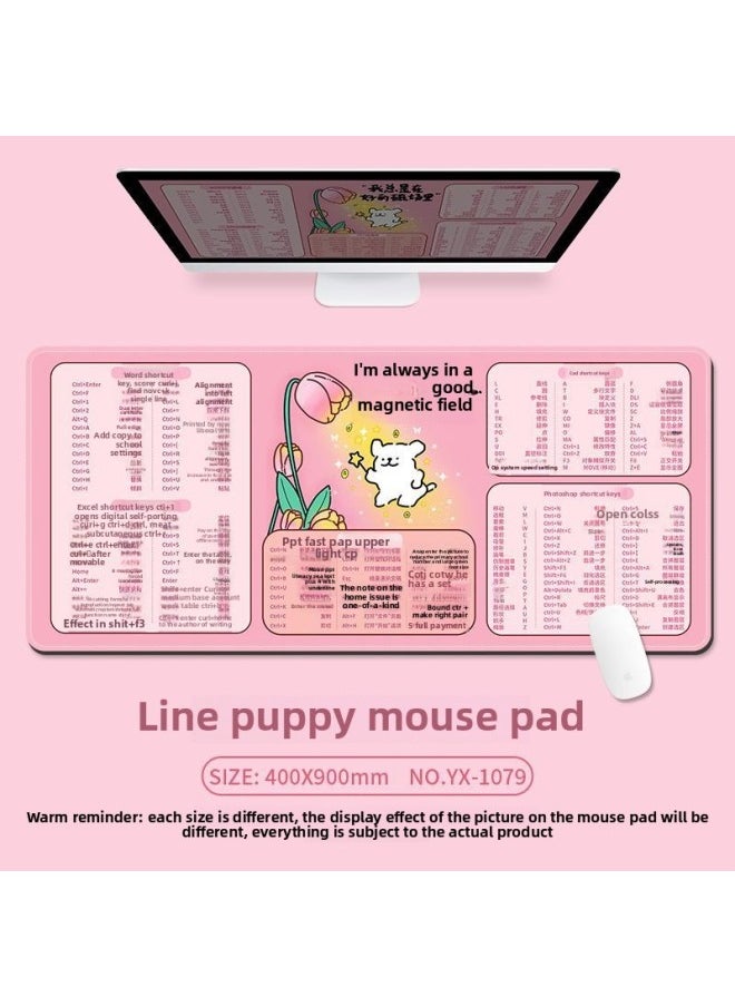 Home Office Desktop Extension Pad Laptop Keyboard Hand Pad Small Fresh Mouse Pad Shortcut Key Complete Book-Color:400x900mm3mm-Pattern:Yx-1071【everything Goes Smoothly And Everything You Encounter Is Sweet】