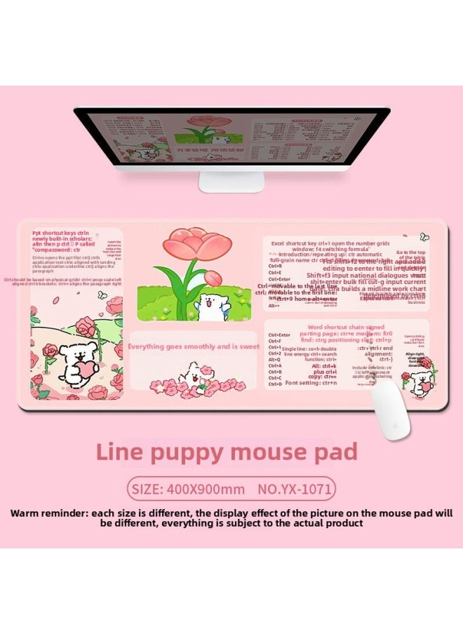 Home Office Desktop Extension Pad Laptop Keyboard Hand Pad Small Fresh Mouse Pad Shortcut Key Complete Book-Color:400x900mm3mm-Pattern:Yx-1071【everything Goes Smoothly And Everything You Encounter Is Sweet】
