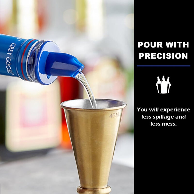 WAFJAMF 4 Pack Plastic Liquor Free Flow Pourers, Liquor Bottle Pourers for Alcohol, Syrup, Olive Oil, Mixed Drinks, Vinegar (Blue-4 Pack) - Image 3