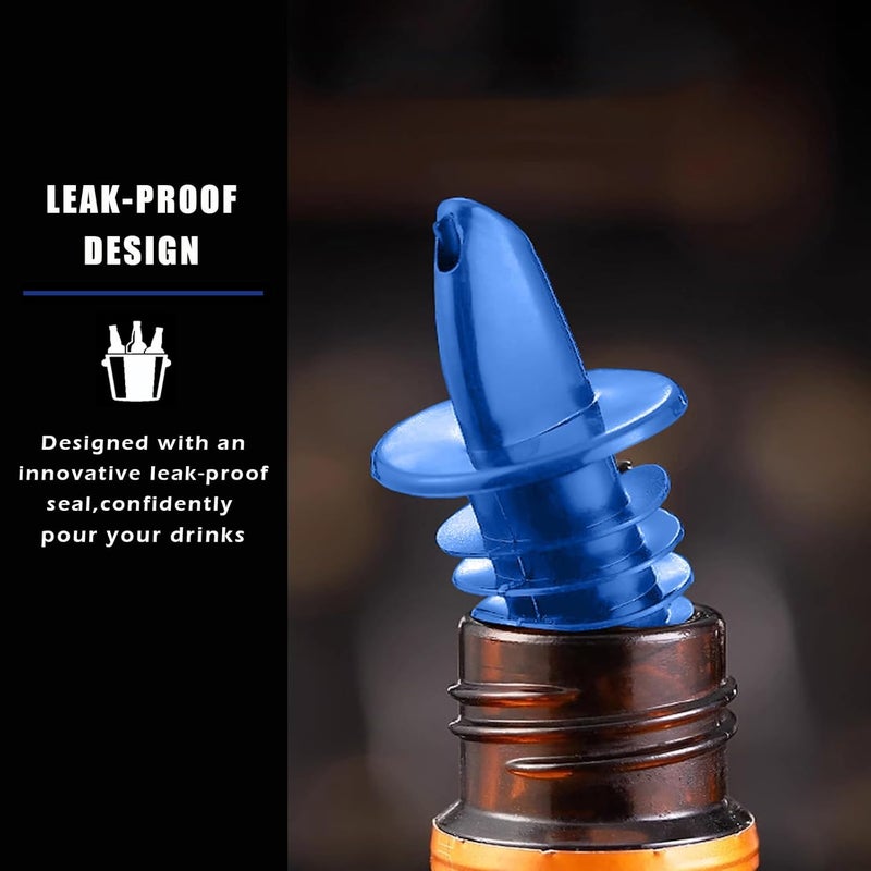 WAFJAMF 4 Pack Plastic Liquor Free Flow Pourers, Liquor Bottle Pourers for Alcohol, Syrup, Olive Oil, Mixed Drinks, Vinegar (Blue-4 Pack) - Image 4