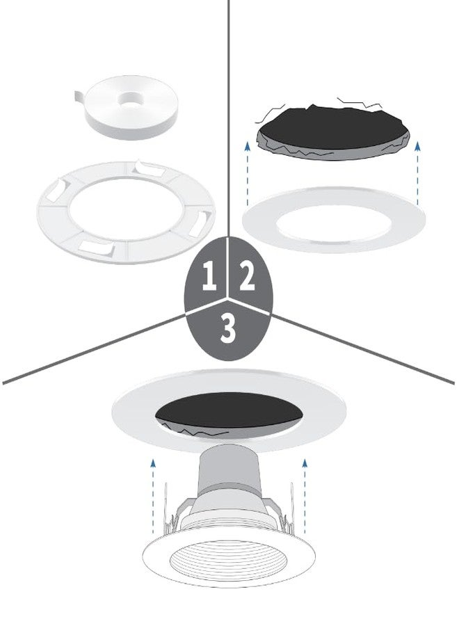 Lighting Labs LightingLabs 10 Inch Gloss White Goof Ring Cover for Recessed Lighting Trim - 12-Pack, Includes Easy Mounting Tape, Fix Ceiling Holes for Clean Lighting Installations - Image 2