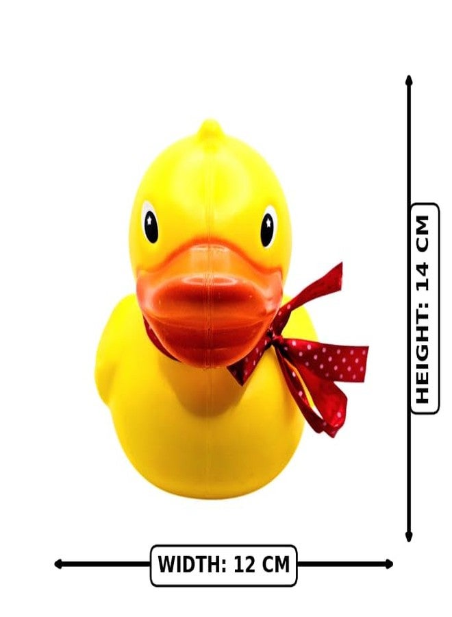GNR Cute Yellow Duck Piggy Bank for Kids | Cartoon Coin Money Saving Box with Red Polka Dot Ribbon | Unbreakable Plastic Savings Bank for Boys & Girls | Return Gift for Birthday - Image 4