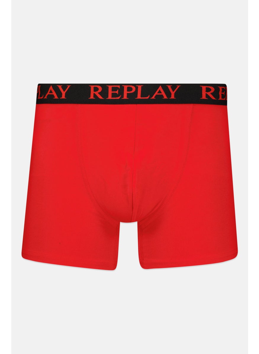 Replay Men 2 Pack Brand Logo Trunks, Black/Red  - Image 3