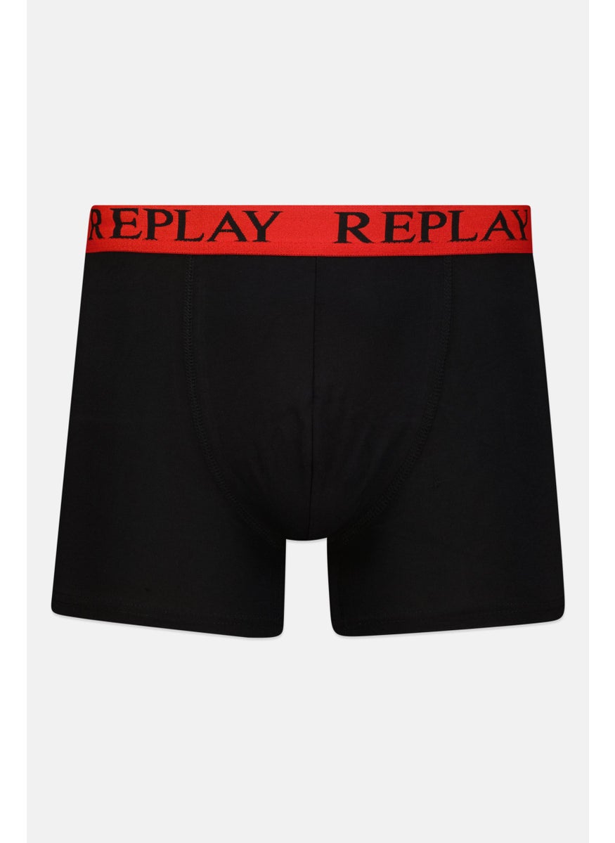 Replay Men 2 Pack Brand Logo Trunks, Black/Red  - Image 2