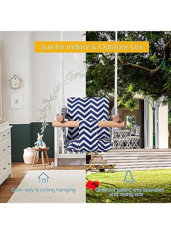 Secure Canvas and Wooden Baby Hanging Swing Seat Chair Indoor and Outdoor Hammock Backyard Outside Swing Kids Toys Swings 6-36 Months with Lace Décor Cushion and Natural Wooden Ring, Gray - Image 5