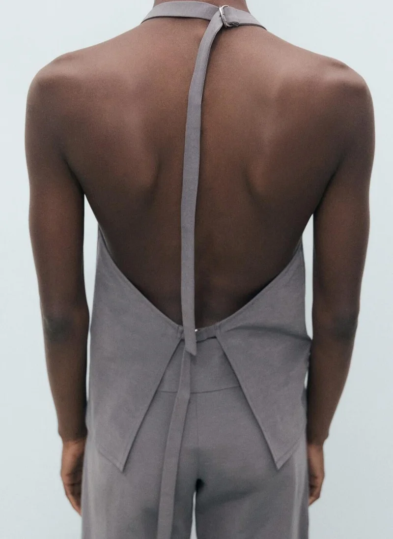 MANGO open-back draped top