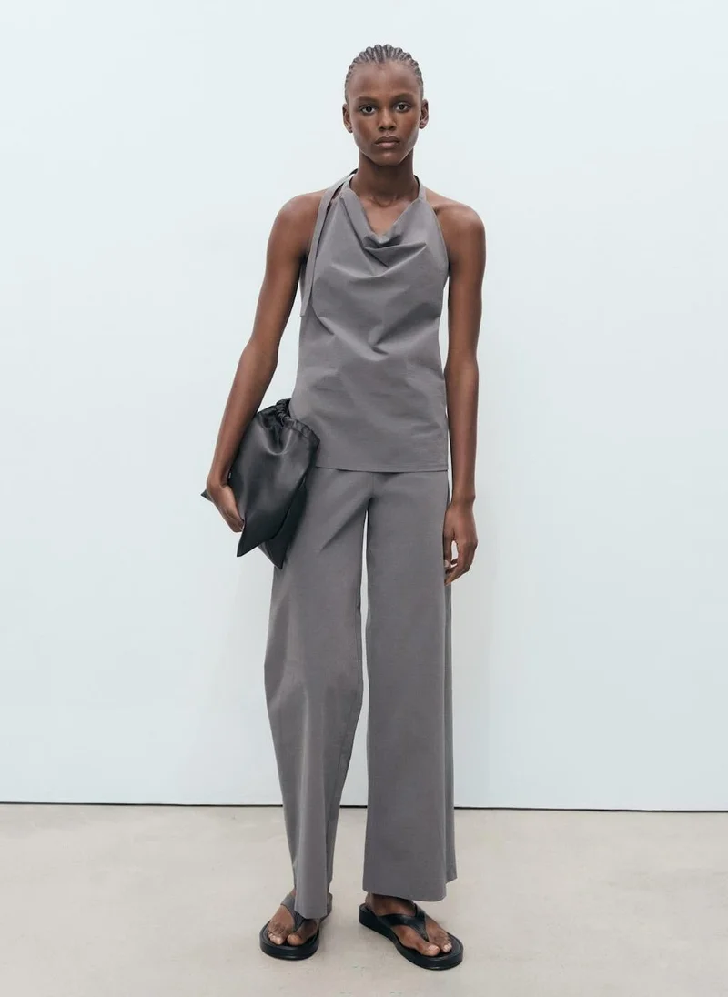 MANGO open-back draped top