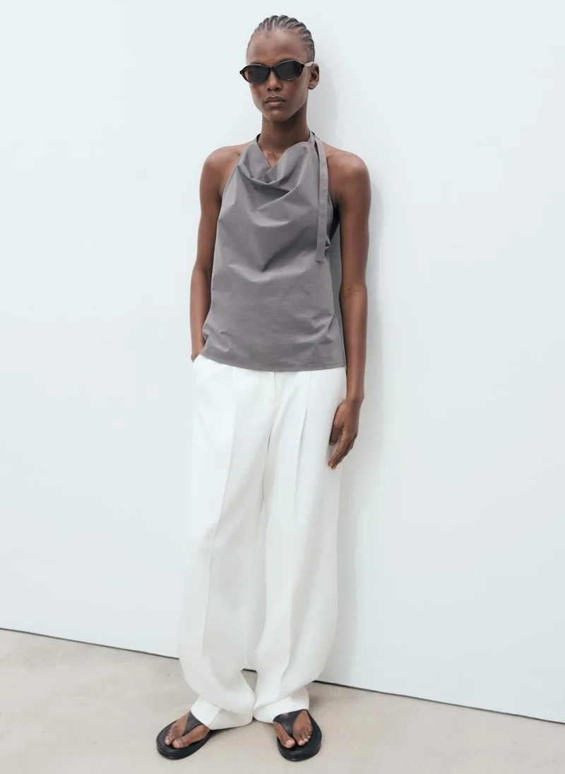 MANGO open-back draped top