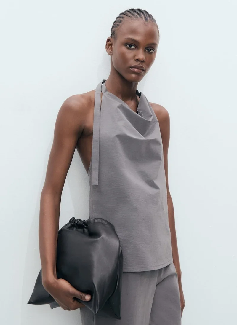 MANGO open-back draped top