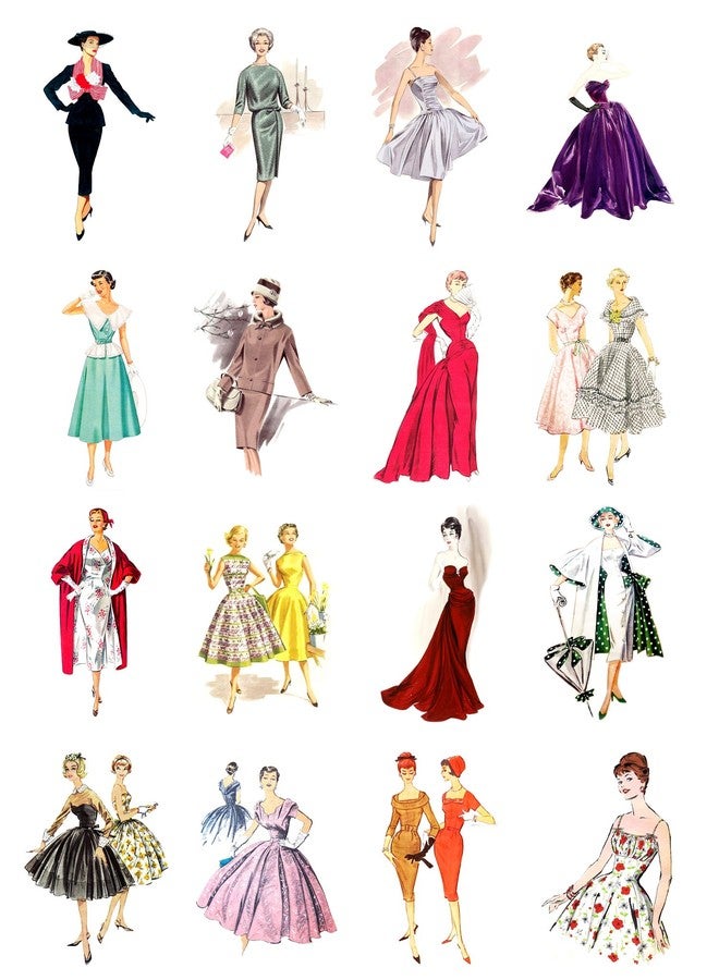 Flonz Decoupage Paper Pack (10sheets A4 / 8"x12") Vintage Fashion Fifties FLONZ Vintage Paper - Image 1