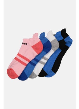 RBX Women 5 Pair Stripe Ankle Socks, Blue  - Image 2