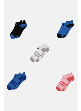 RBX Women 5 Pair Stripe Ankle Socks, Blue  - Image 1