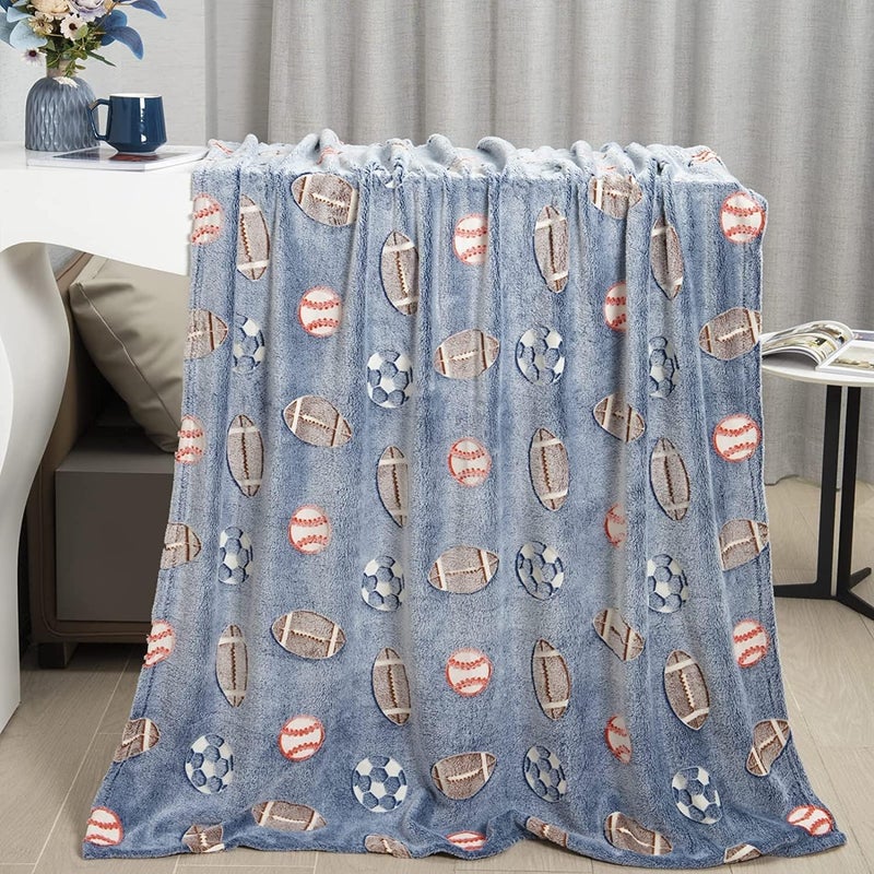 TEMSON Blankets for Kids - Glow in The Dark Blanket, Football Print, Light Weight Soft Cozy All Weather Blankets for Toddlers Baby Boys & Girls - Image 3