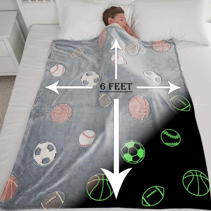 TEMSON Blankets for Kids - Glow in The Dark Blanket, Football Print, Light Weight Soft Cozy All Weather Blankets for Toddlers Baby Boys & Girls - Image 4