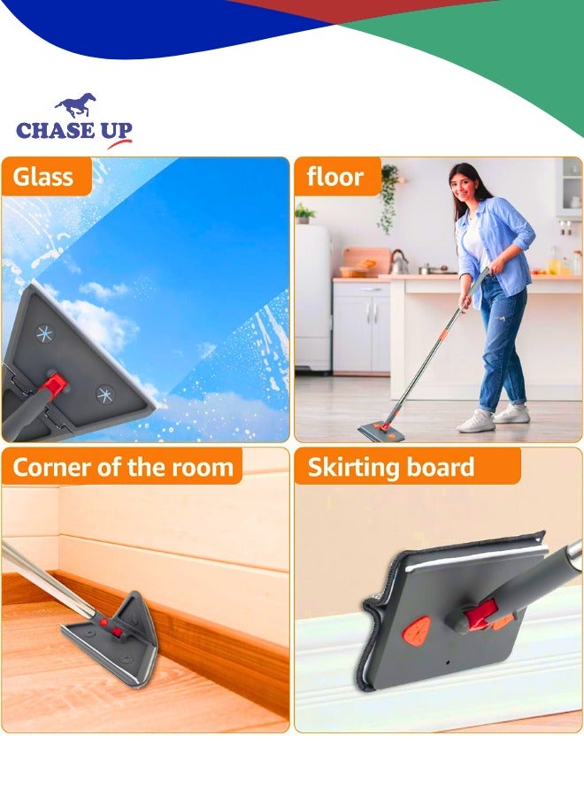 Chase Up Wall Cleaner Tool with Long Handle, 72" Extendable Long Handle , 3-in-1 Adjustable Baseboard Cleaner with 8 Replacement Microfiber Chenille Pads Feather Duster for for Window Floor - Image 3