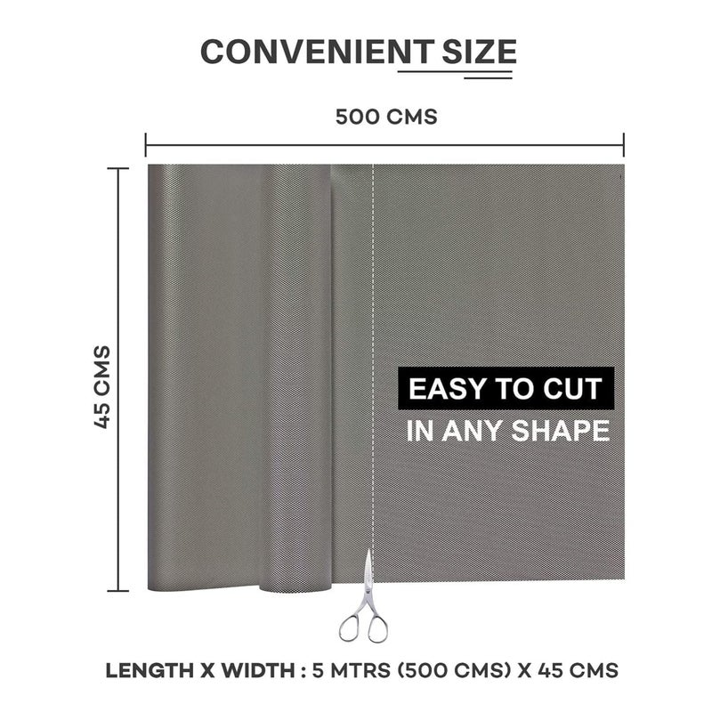 RUSH NOTE BOOKS Rush (45 cm X 5 Mtr) Shelf Liner for Kitchen shelves mat roll Anti Slip Fridge Mat (Grey) - Image 2