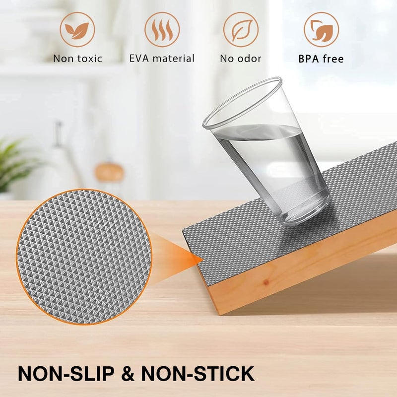 RUSH NOTE BOOKS Rush (45 cm X 5 Mtr) Shelf Liner for Kitchen shelves mat roll Anti Slip Fridge Mat (Grey) - Image 4