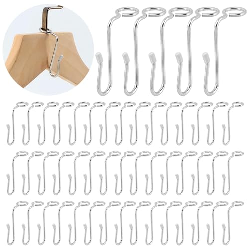 TLPCRKI 50 Pcs Hanger Connector Hooks Hanger Extender Hooks Metal Clothes Hanger Connectors for Different Clothes Hangers Stable Clothes Space Saving - Image 1