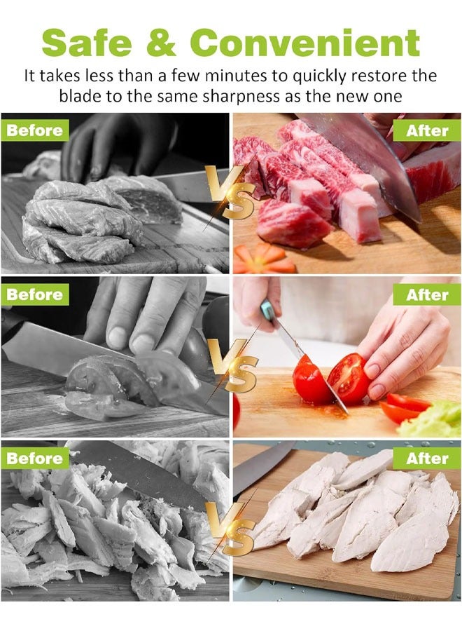 هاي هونور مبراة سكاكين 4 في 1 للمطبخ مع مبراة للمقصات، أداة مبراة السكاكين لإصلاح واستعادة وتلميع الشفرات، ملحقات سكين ماسية للمطاعم، لون أسود - Image 4