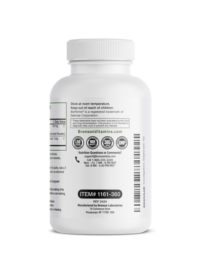 Bronson Ashwagandha Extra Strength Stress & Mood Support with BioPerine - Non GMO Formula, 360 Vegetarian Capsules - Image 5
