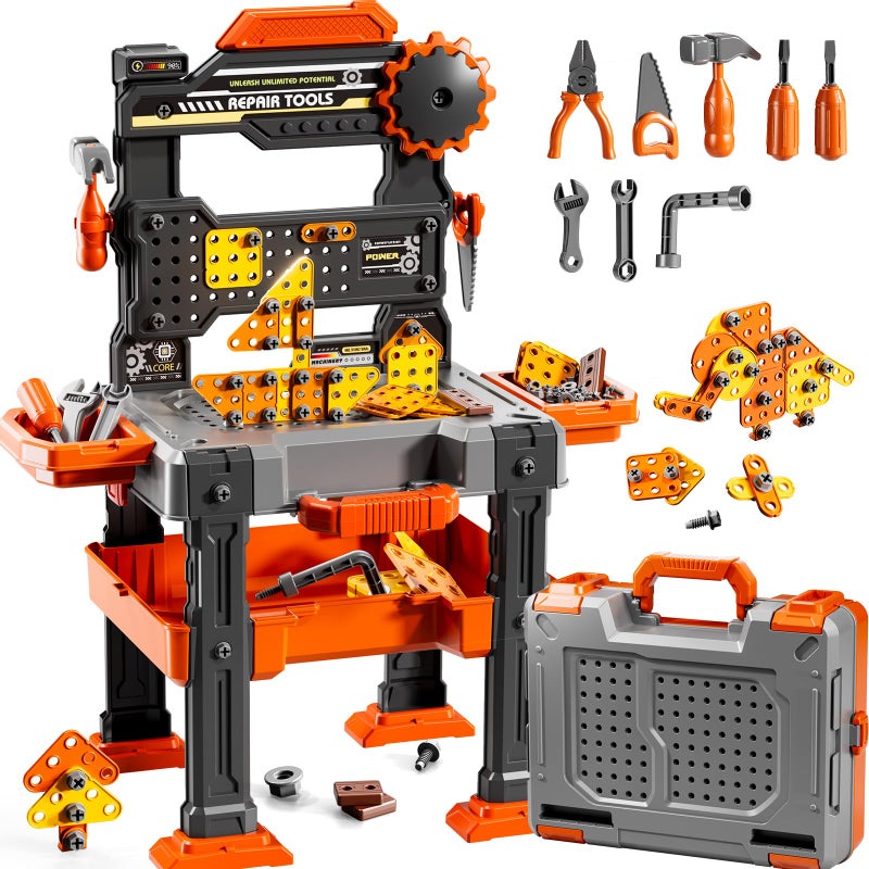 KIZONLY Kids Tools Toy Sets for Aged 3 4 5 6 7 8 2 in 1 Workbench Toys for Toddlers 35 Pretend Play Toolbox Construction Mechanic Set with Sound Educational Birthday Gift for Boys Girls Ages 38 - Image 3