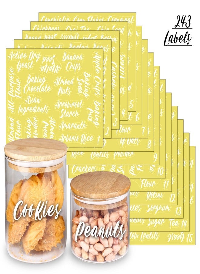 SWOMMOLY Cursive Pantry Labels Set. White, Water Resistant, Small, 243 Pre-Printed Labels for Kitchen Organization and Storage - Image 2