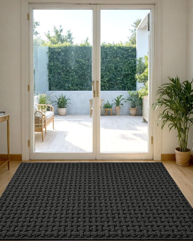 DEXI Front Entryway Door Mat Non Slip 36x60, Washable Entry Way Mats Inside Entrance Low Profile, Welcome Doormat Dirt Trapper for House Floor Home Porter Hall Backdoor Area, Dark Grey - Image 3