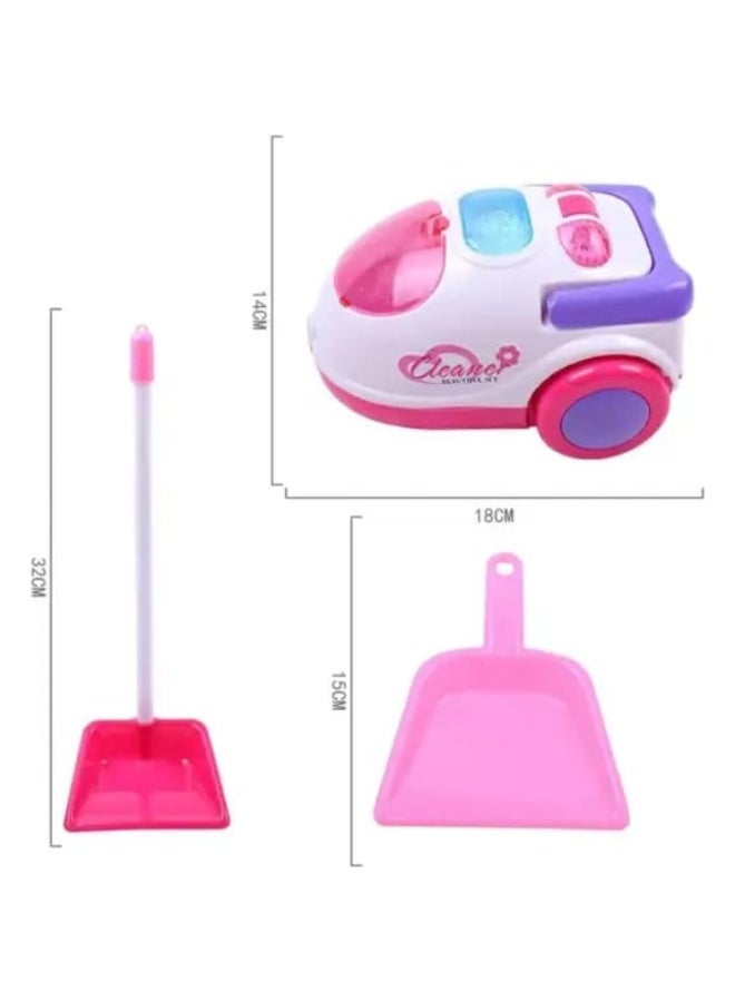 REZZOSS Kids Cleaning Set with Toy Vacuum Cleaner (Lights & Sounds) – 8-Piece Pretend Play Housekeeping Kit for Girls & Boys | Pink Broom, Mop, Dustpan & Brush Set | Educational Montessori Gift for Toddlers 3+ | Little Helper Cleaning Cart Accessories - Image 5