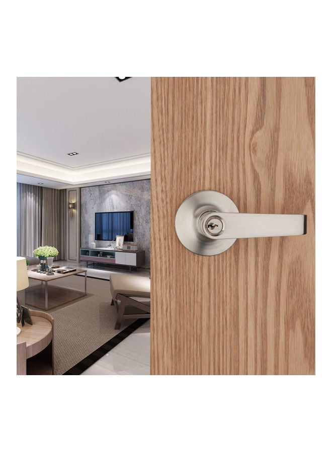 Satin Nickel Lever Handle Door Lock Silver - Image 4