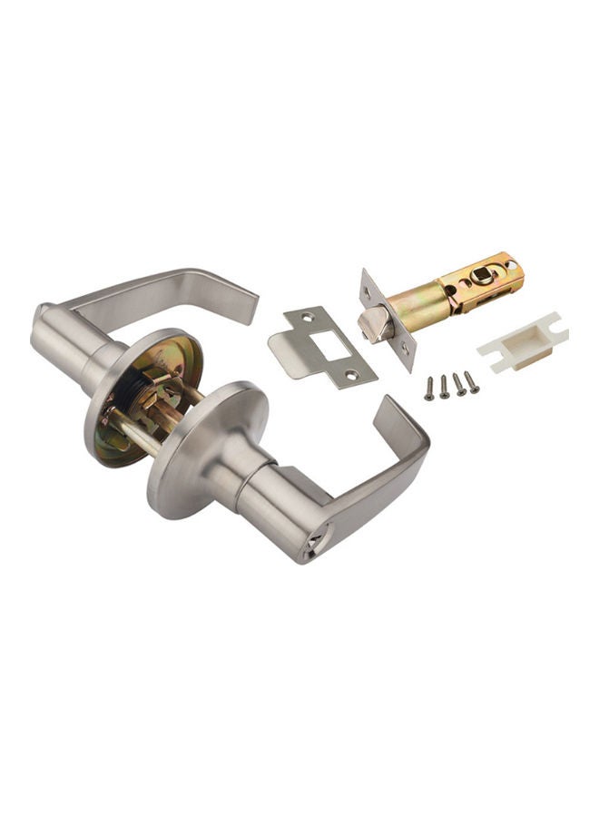 Satin Nickel Lever Handle Door Lock Silver - Image 5