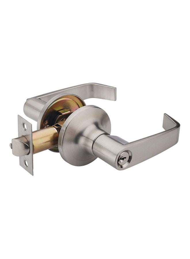 Satin Nickel Lever Handle Door Lock Silver - Image 1