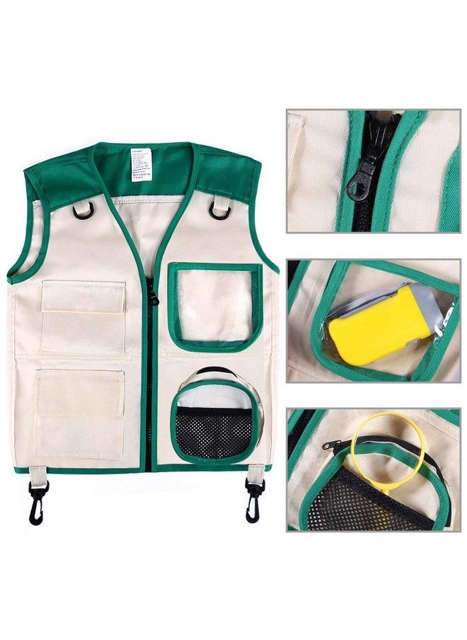 Ginmic - Safari Costume Cargo Vest And Hat For Kids, Outdoor Explorer Kits And Role Play For Park Ranger, Paleontologist, Zookeeper, Jane Goodall Costume,Great Backyard Safari Gift For Adventure Boys And Girls - Image 1
