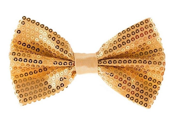 Loquat Adult And Childrens Stage Performance Glitter Bow Tie Luminous Beads Men Womens Blackredbow Cross-Border  Gold