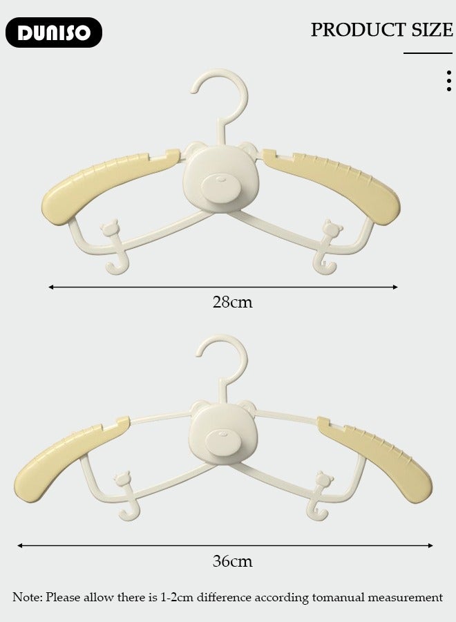 DUNISO 10 Pcs Baby Hangers, Extendable Baby Closet Hanger with Removable Clip for Newborn to Teenagers, Non-Slip Plastic Infant Hangers, Stackable Clothes Hangers for Baby Closet Organizer  - Image 4