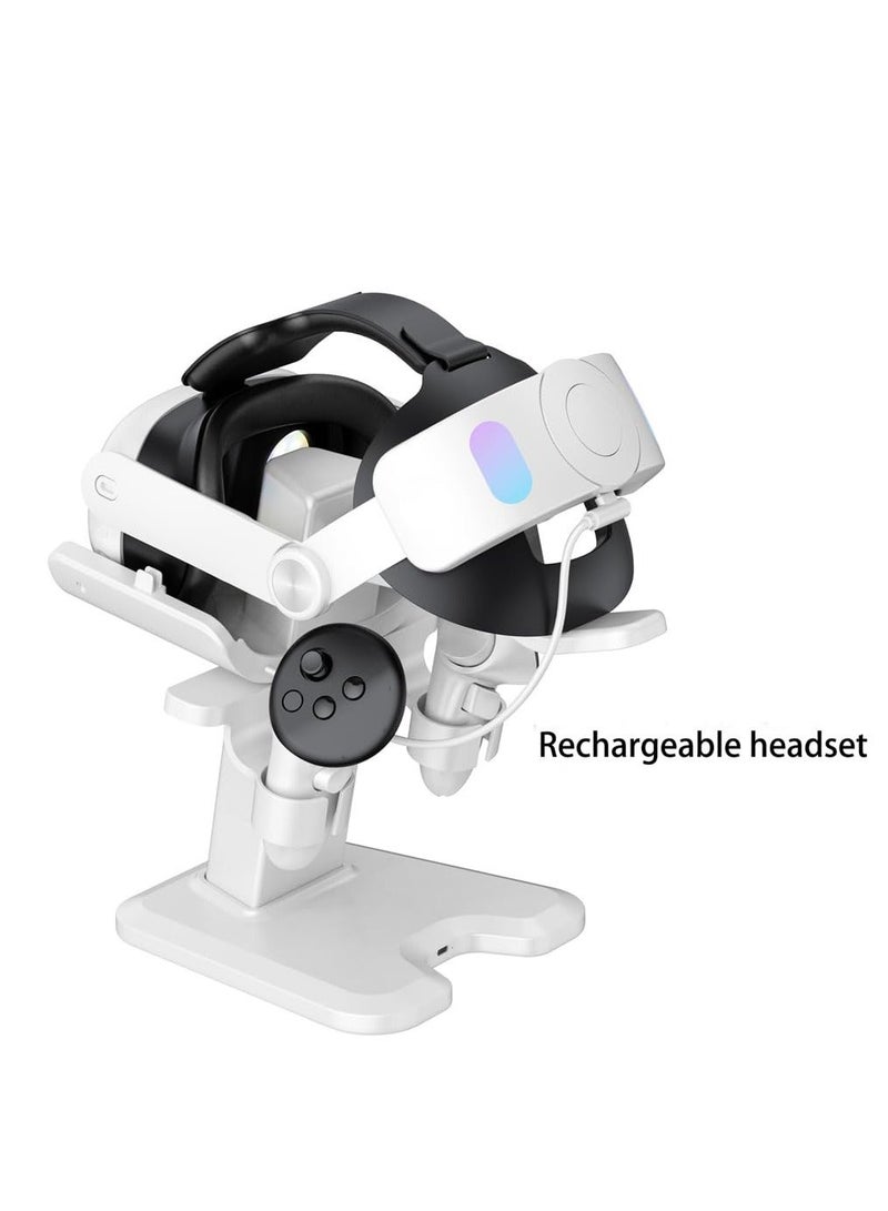 For Meta Quest 3 Headset Charging Dock, VR Display Stand Accessories Compatible With Meta Quest 3 VR Headset And Touch Controllers, Station Holder Base With LED Light, White - Image 3