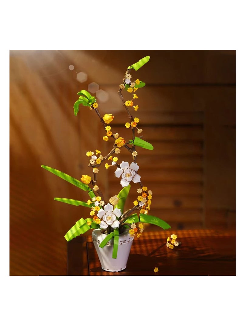 Flower Bouquet Building Kit, Osmanthus Fragrans Bonsai Tree Toy, Artificial Plant Building, Creative Building Project for Adults, Botanical Collection Compatible with Lego (430 Pieces) - Image 5