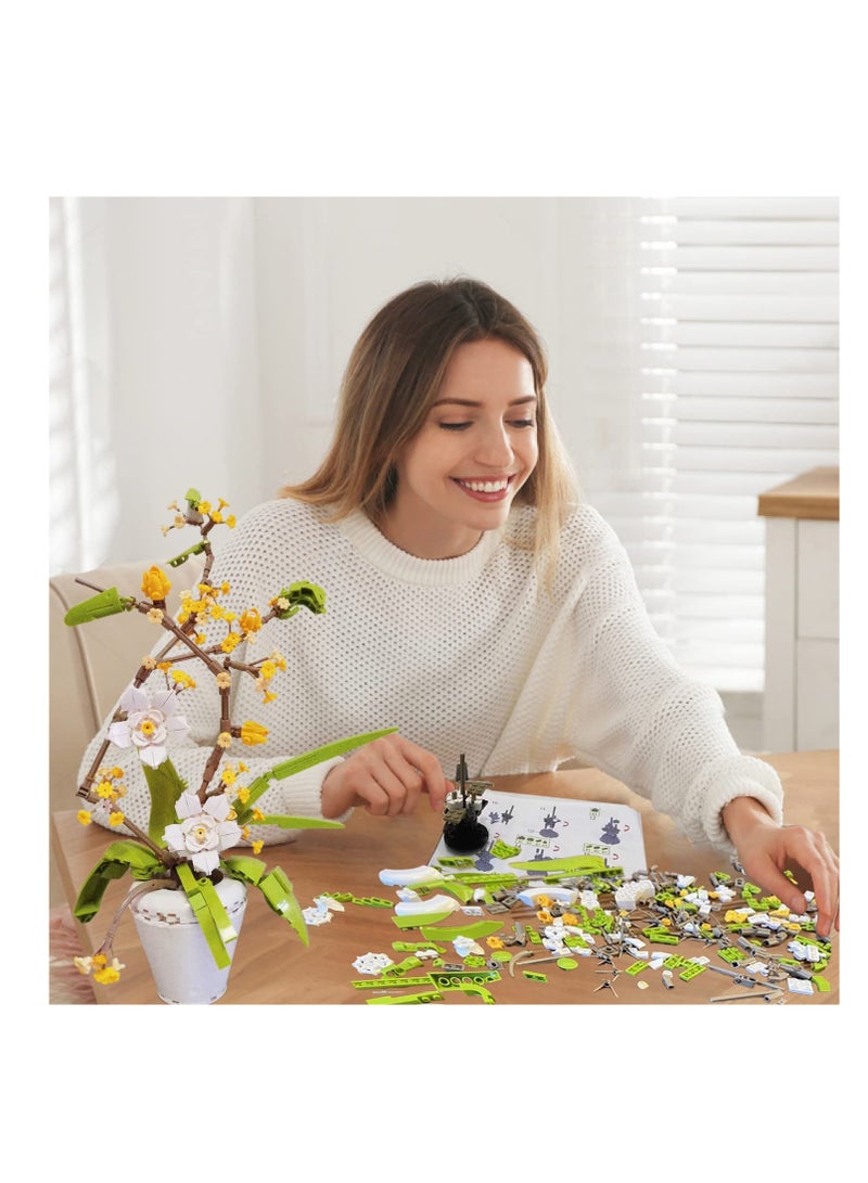 Flower Bouquet Building Kit, Osmanthus Fragrans Bonsai Tree Toy, Artificial Plant Building, Creative Building Project for Adults, Botanical Collection Compatible with Lego (430 Pieces) - Image 4