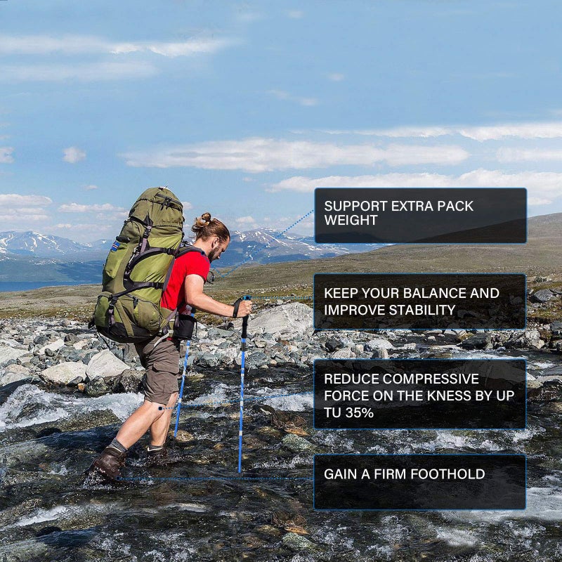 BISINNA Collapsible Trekking Hiking Poles- 2 Pack Folding Aluminum Walking Sticks with Quick Lock System 4 Seasons Accessories,Telescopic, Adjustable, Lightweight for Men Women - Image 2
