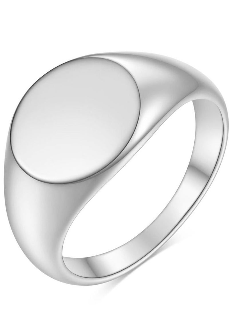 Loquat Stainless Steel Solid Polished Signet Ring