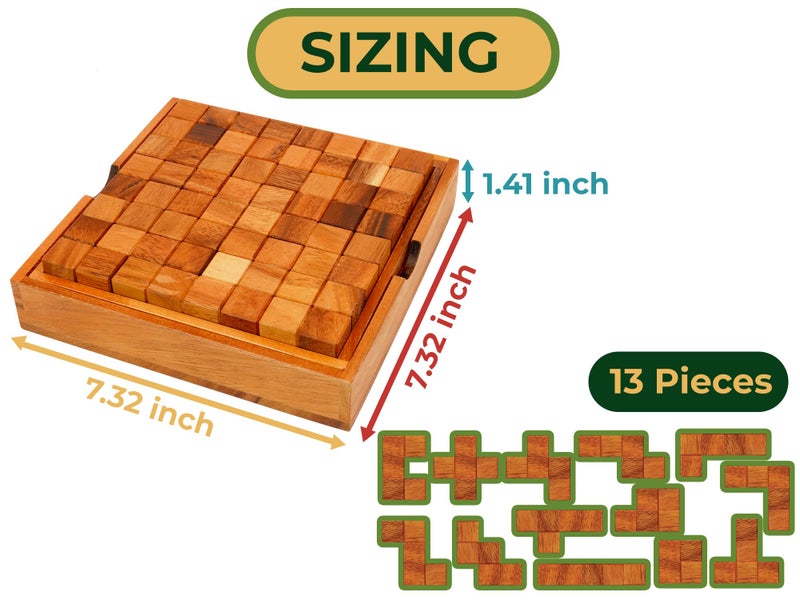 Bsiri Pentominoes Board Logic Puzzle Desk Toys Brain Games Cube Magic Educational Teaser Challenging Gift Intelligence Mind Kids Wooden Strategy Christmas Supplies Box Master Smart Boy Classroom - Image 3