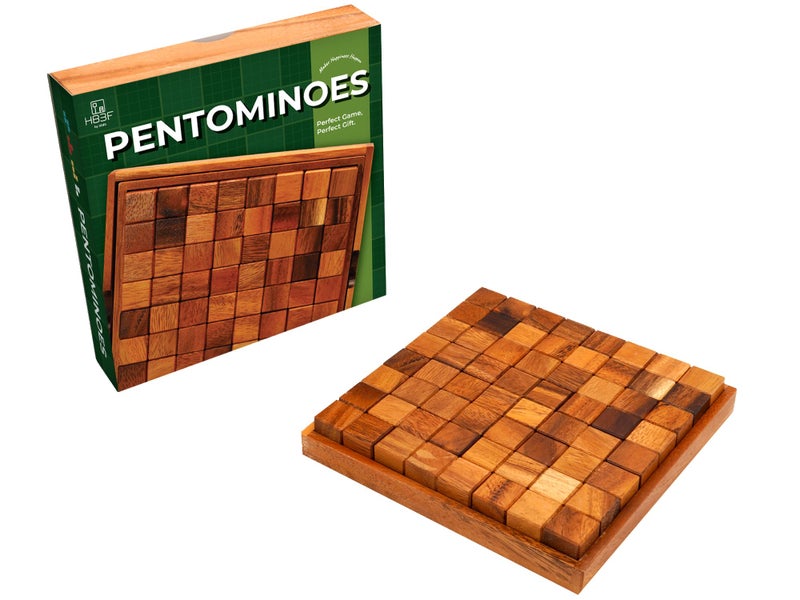 Bsiri Pentominoes Board Logic Puzzle Desk Toys Brain Games Cube Magic Educational Teaser Challenging Gift Intelligence Mind Kids Wooden Strategy Christmas Supplies Box Master Smart Boy Classroom - Image 1