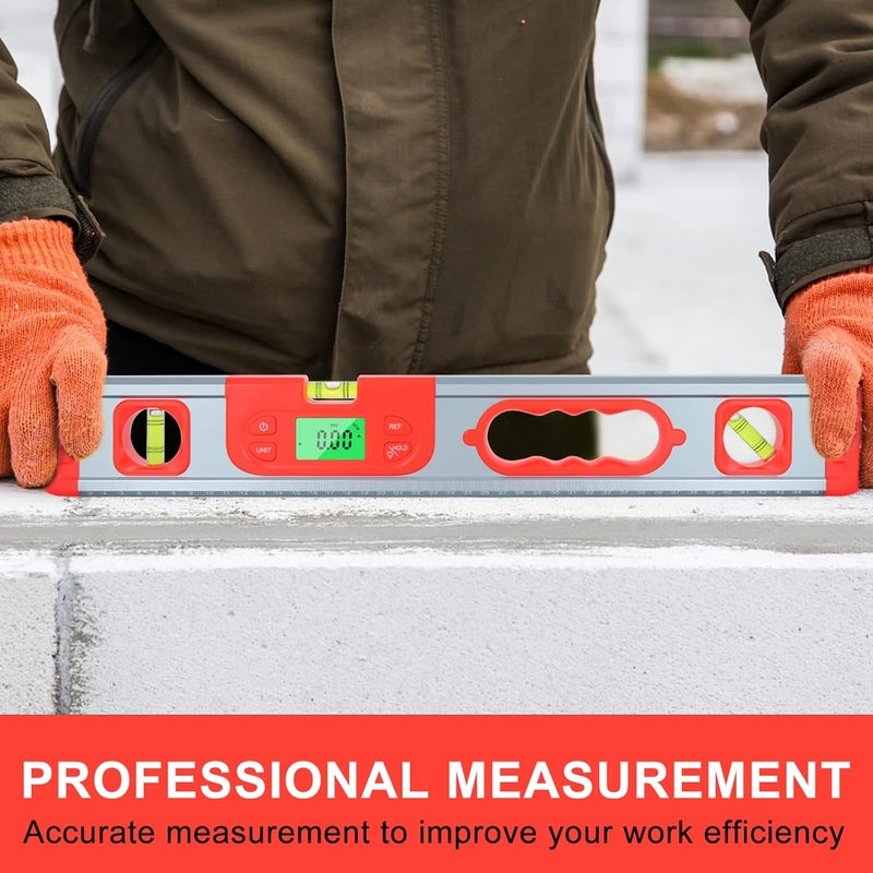 Red Digital Level Aluminum Alloy Professional Electronic Level for Woodworking Construction - Image 3