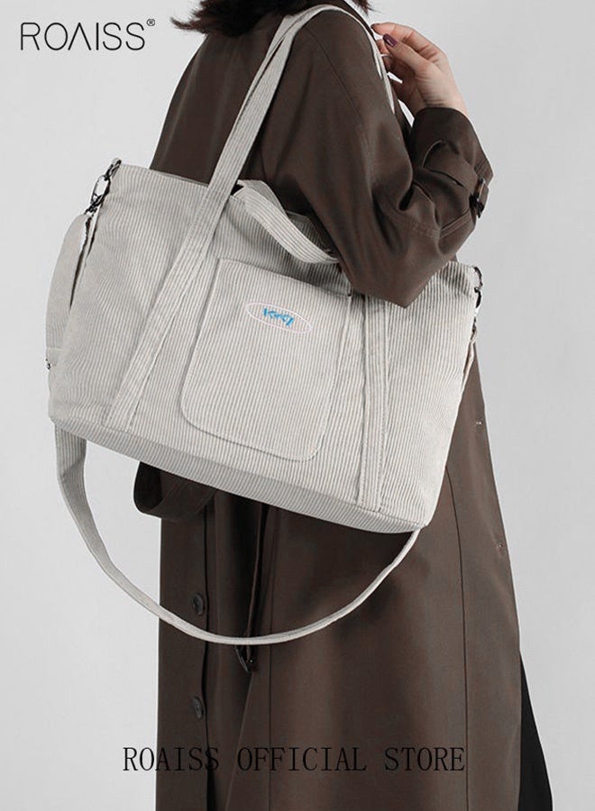 roaiss Women's Canvas Bag Large Capacity One Shoulder Messenger Tote Bag Casual Solid Color Versatile Work Commuting  - Image 1