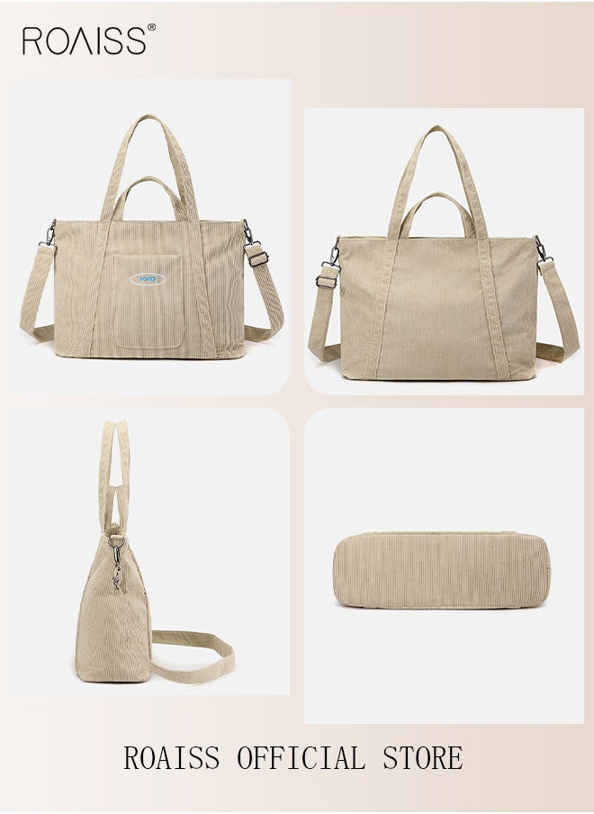 roaiss - Women's Canvas Bag Large Capacity One Shoulder Messenger Tote Bag Casual Solid Color Versatile Work Commuting - Image 1