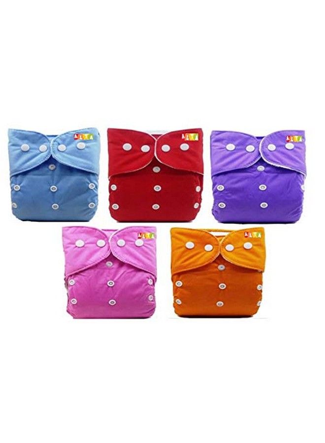 Alya Pocket Button Style Solid Reusable Cloth Diaper All In One Adjustable Washable Diapers Nappies(Without Inserts) For Toddlers;New Borns(0 24 Months3 16Kg) (Pack Of 7 Multi) - Image 4