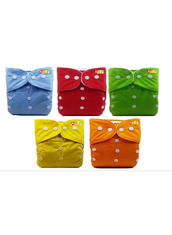 Alya Pocket Button Style Solid Reusable Cloth Diaper All In One Adjustable Washable Diapers Nappies(Without Inserts) For Toddlers;New Borns(0 24 Months3 16Kg) (Pack Of 7 Multi) - Image 3