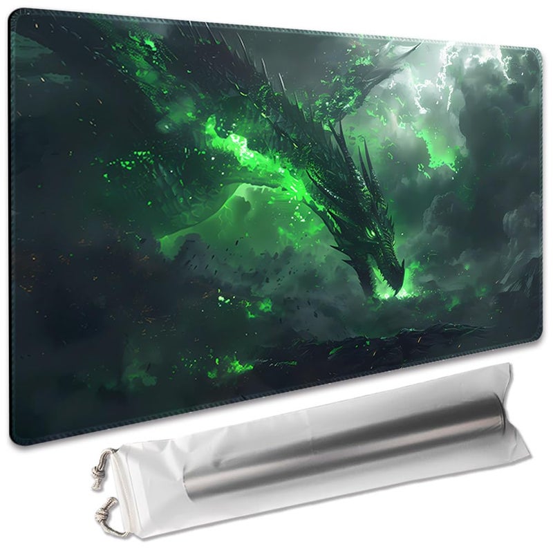 SIXTORE Premium Board Game 24x14in TCG Playmat Compatible for OCG CCG RPG MTG Play MatsMousepad Desk Mat 040322Green Dragon - Image 3