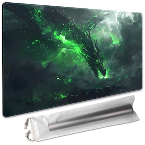 SIXTORE Premium Board Game 24x14in TCG Playmat Compatible for OCG CCG RPG MTG Play MatsMousepad Desk Mat 040322Green Dragon - Image 1